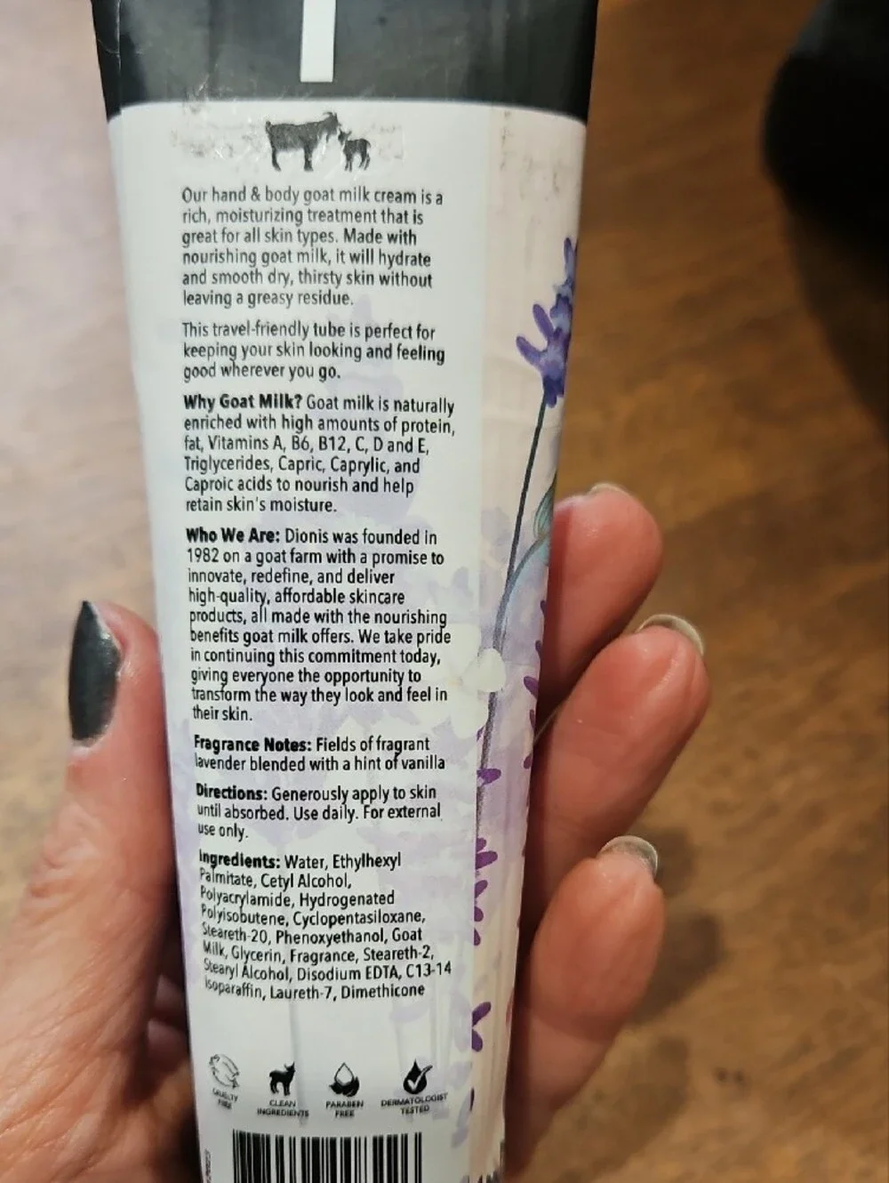 Dionis Lavender Vanilla Hand & Body Goat Milk Cream — 3.3 Oz